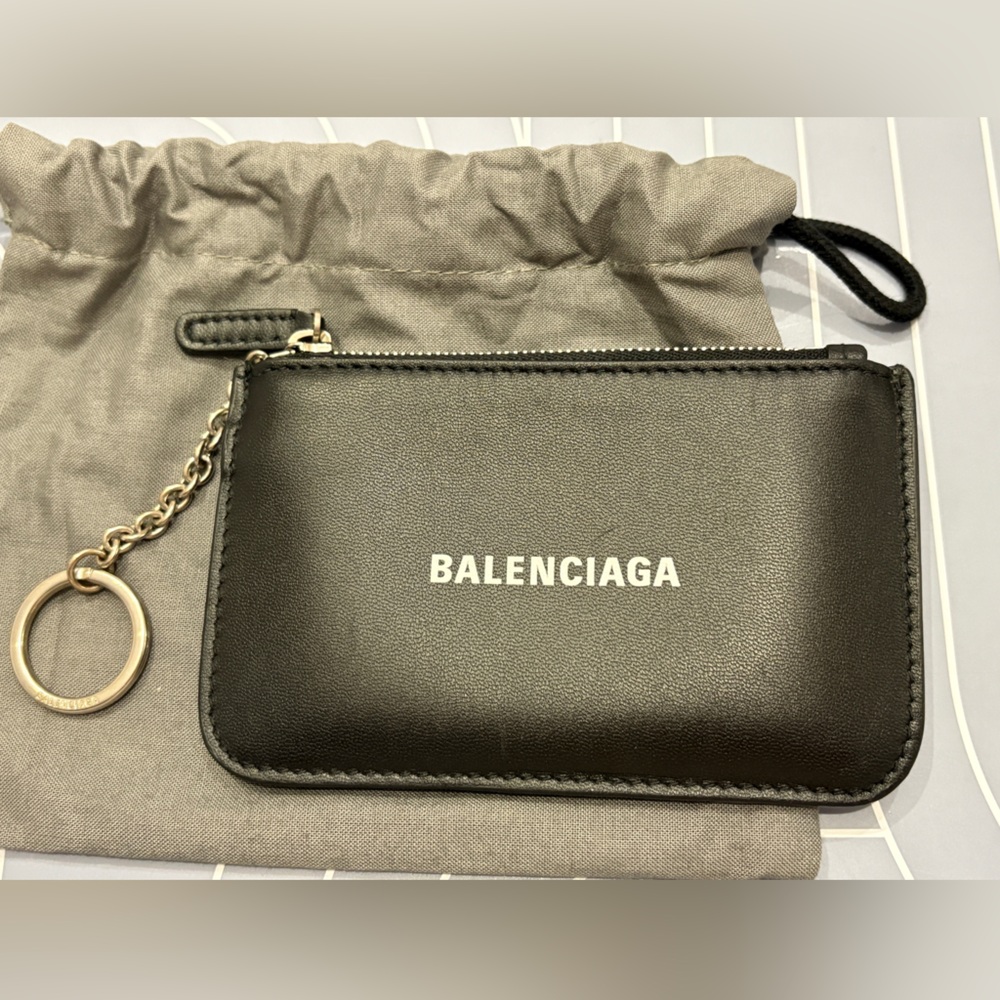 Balenciaga Black Leather Key Pouch/Wallet